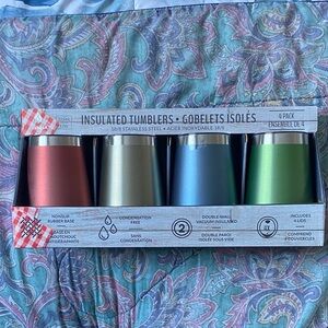 NWOT Manna Set of 4 Insulated Tumblers in Red, Gold, Blue, and Green